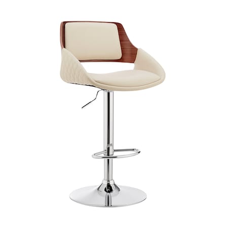 Armen Living Colby Adjustable Cream Faux Leather and Chrome Finish Bar Stool LCCYBAWACR